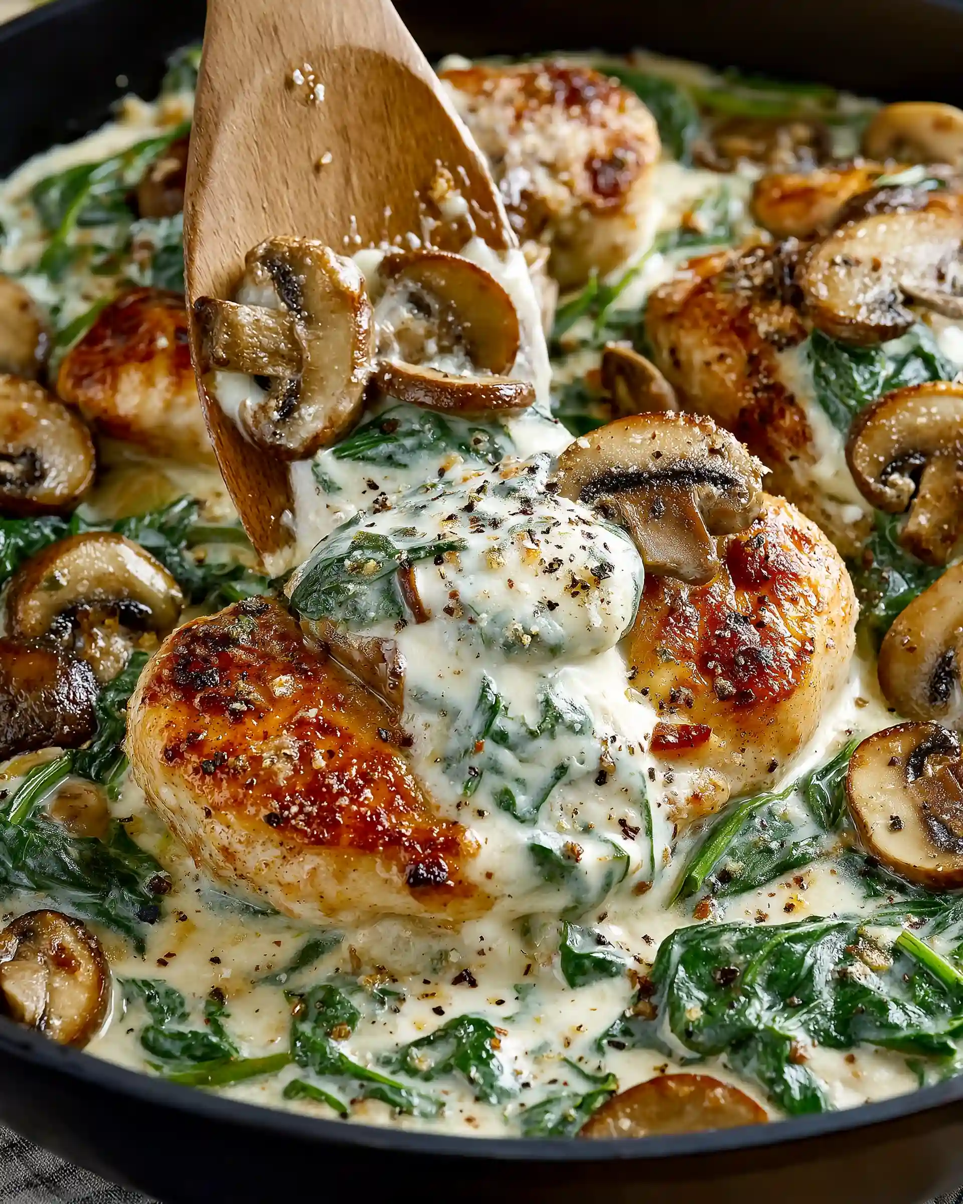 Garlic Parmesan Chicken & Mushroom Bake