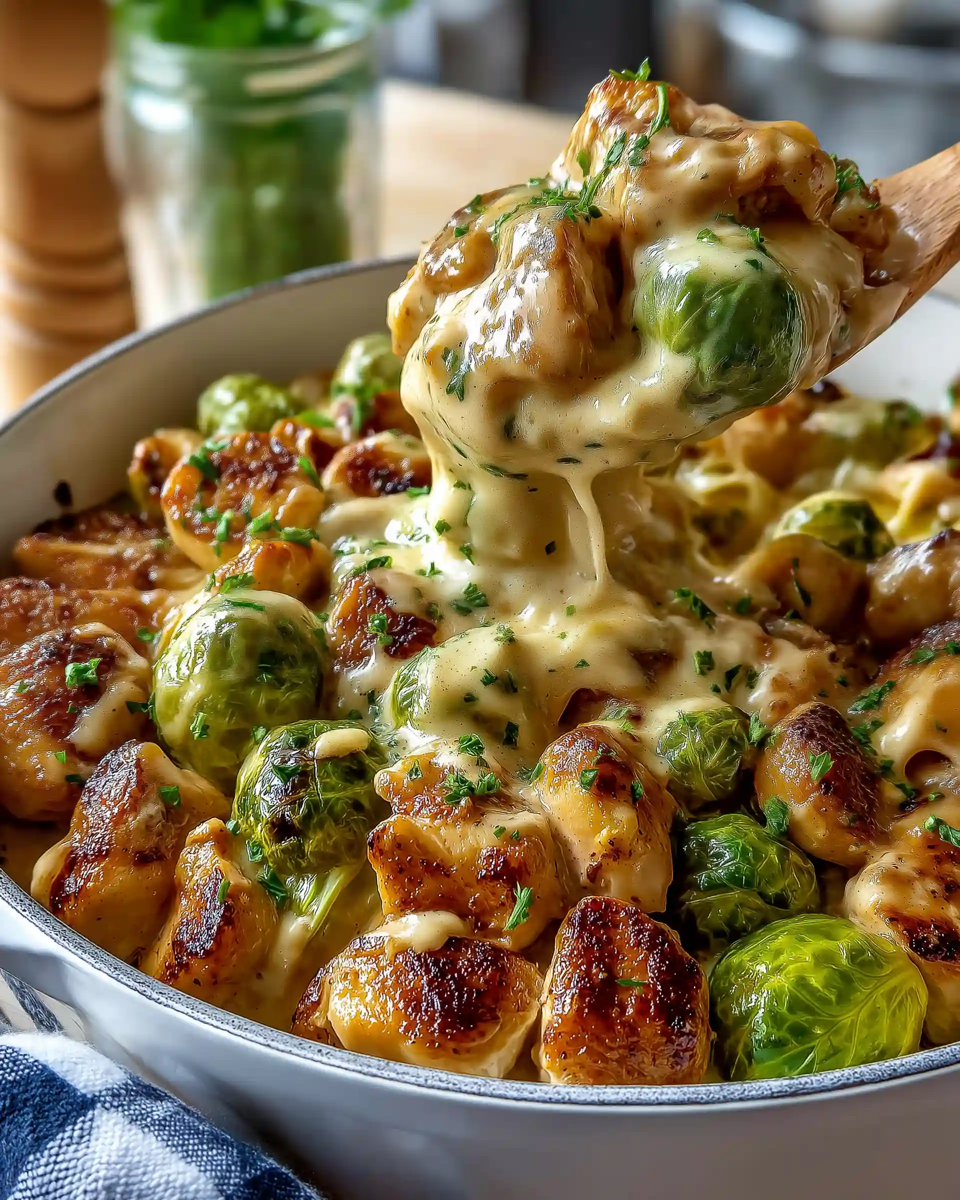 Low-Carb Chicken & Brussels Sprouts Alfredo Bake