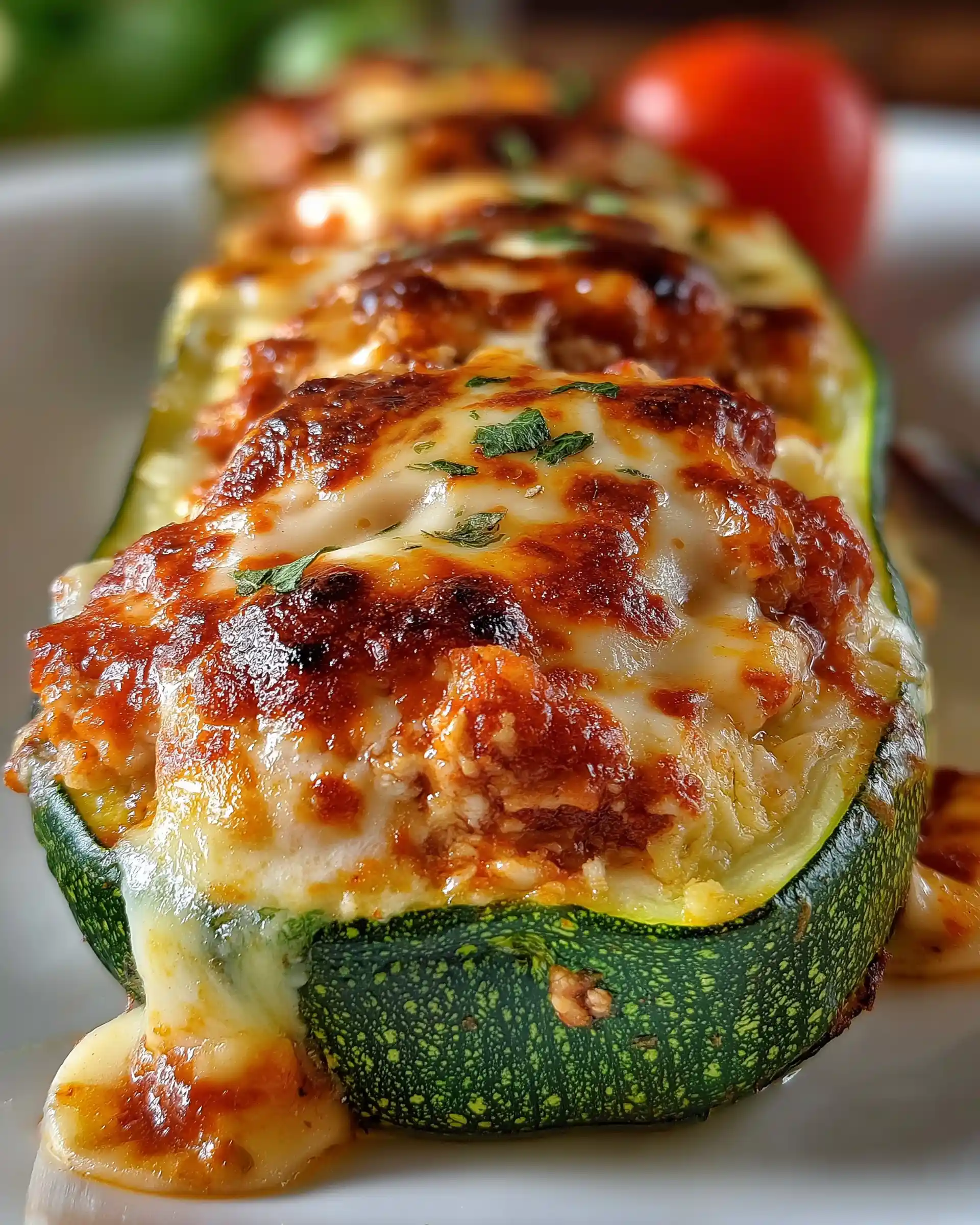 Chicken Parmesan Stuffed Zucchini Boats