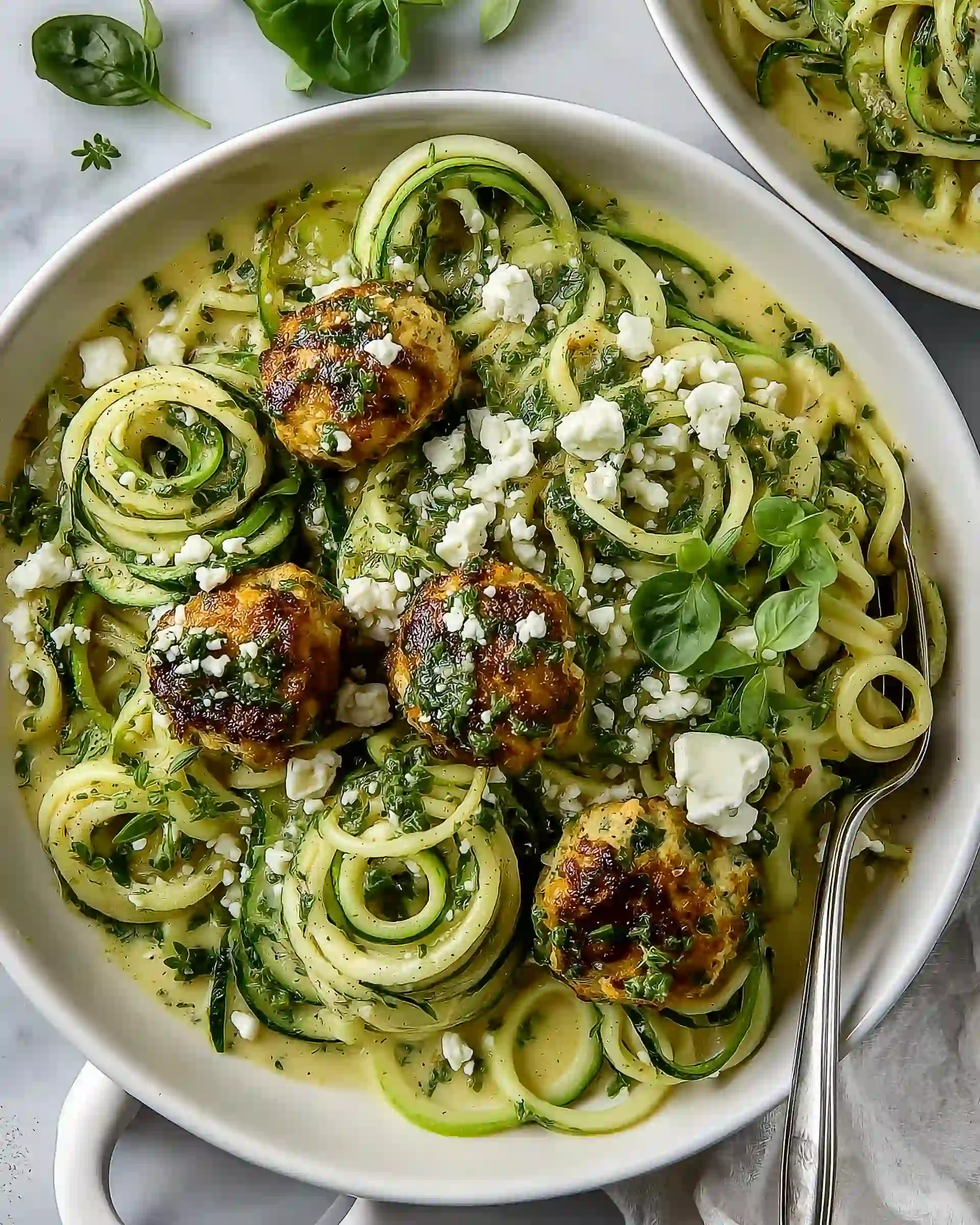 Chicken & Spinach Feta Zoodle Casserole