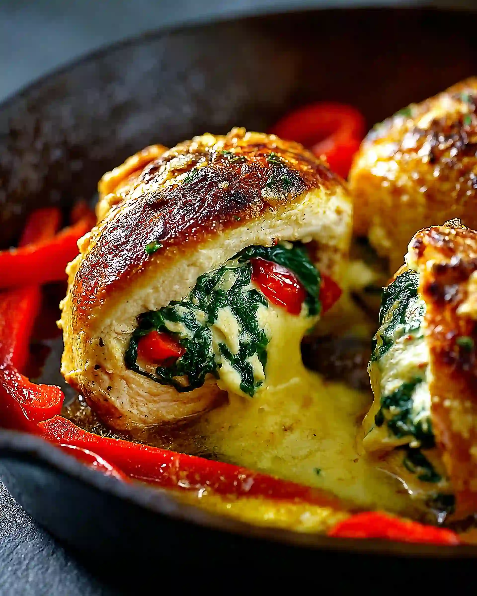 Chicken, Spinach & Roasted Red Pepper Bake