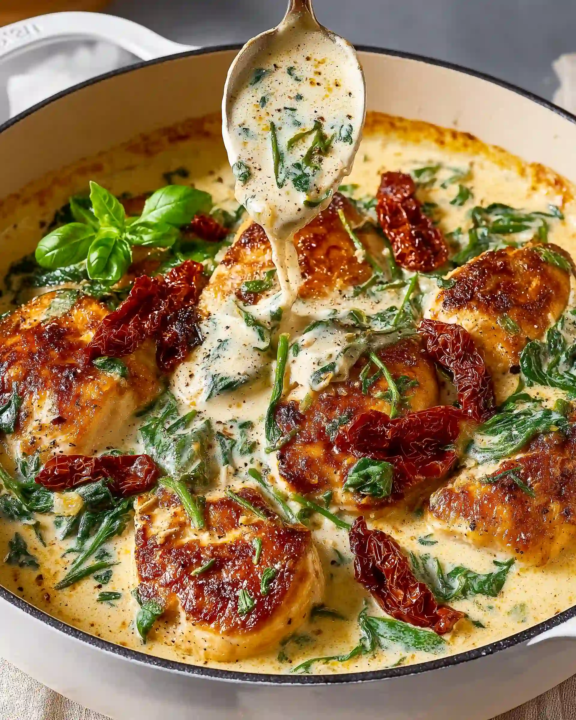 Chicken & Spinach Sun-Dried Tomato Bake