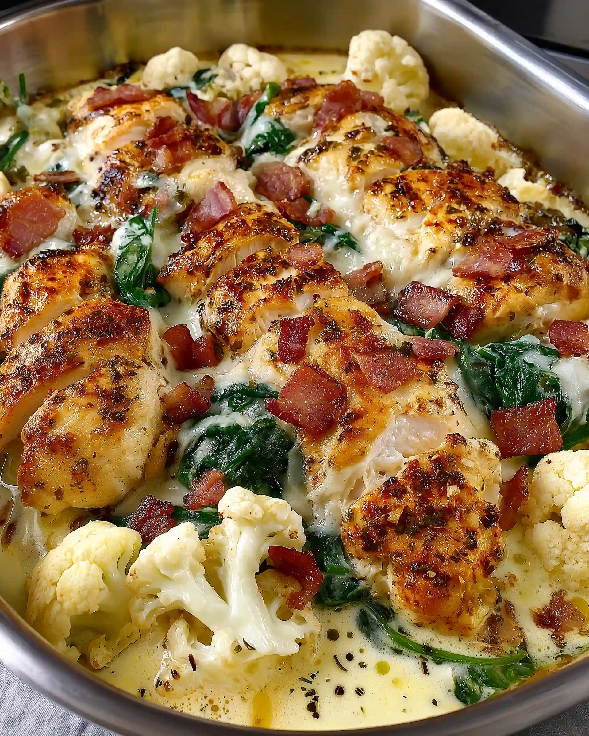 Garlic Herb Chicken & Cauliflower Gratin
