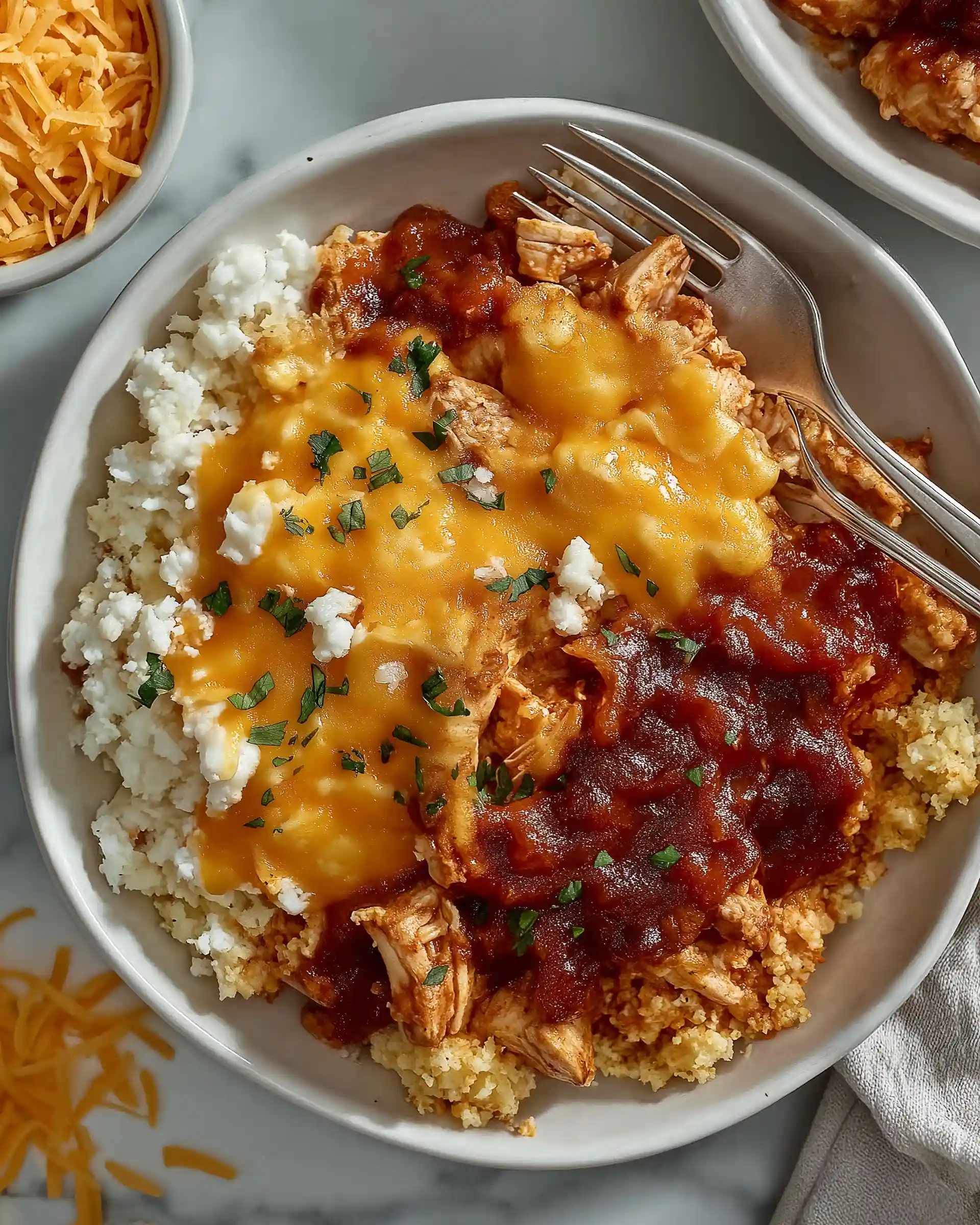 Low-Carb BBQ Chicken Casserole with Cauliflower Rice