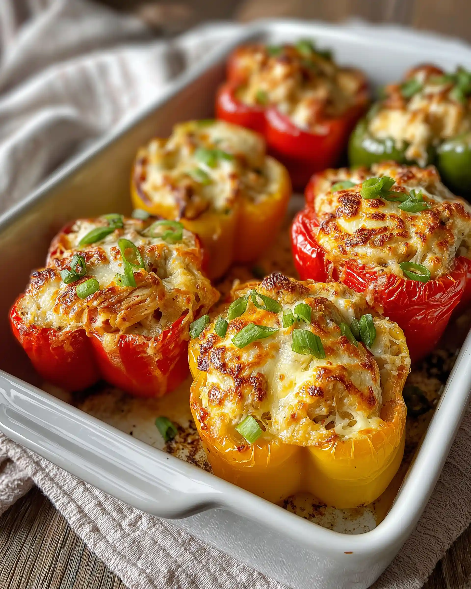 Low Carb Chicken Alfredo Stuffed Bell Peppers