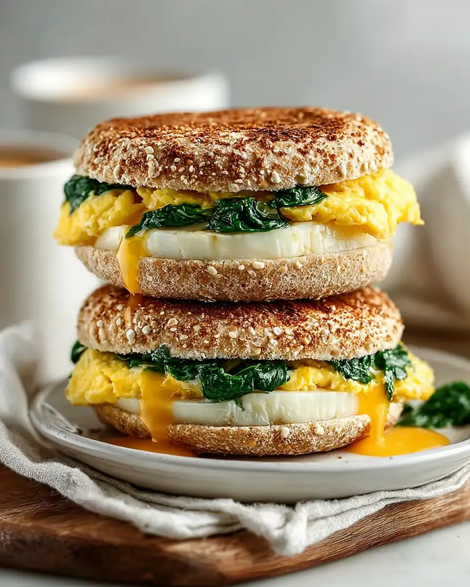 Healthy Breakfast Sandwich (Spinach & Egg Whites)