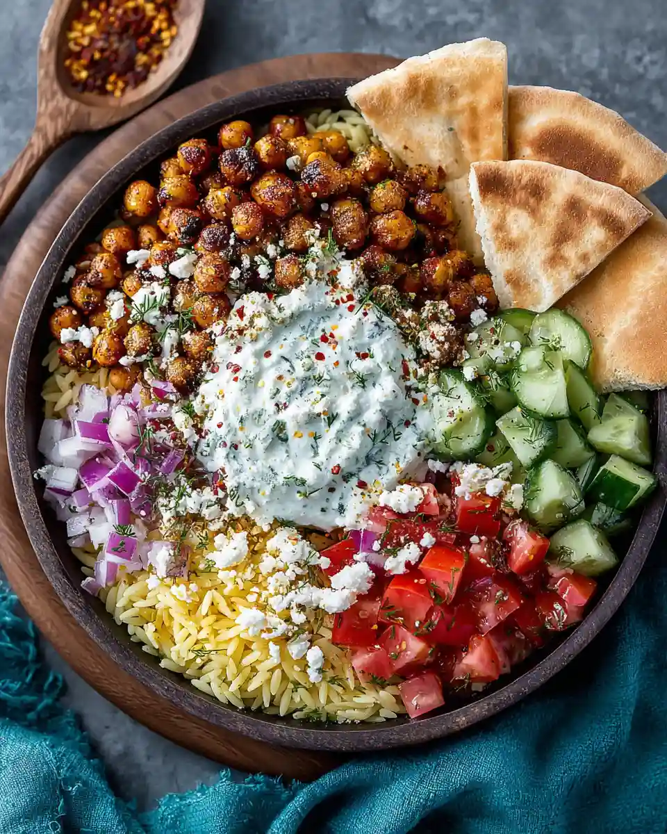 Crispy Chickpea Greek Bowls