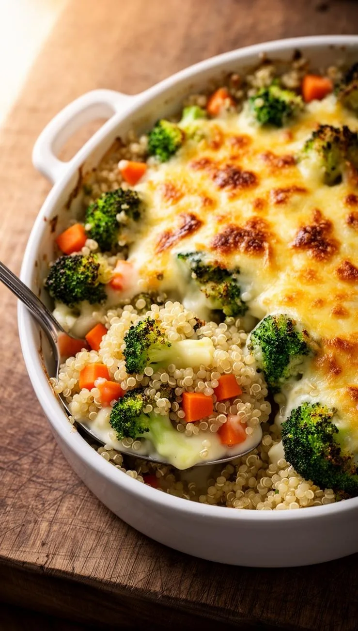Healthy Cheesy Broccoli Quinoa Casserole Bake