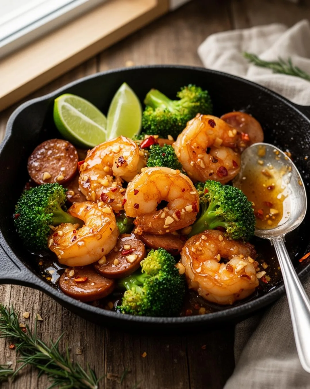 Honey Shrimp Garlic Broccoli Stir-Fry