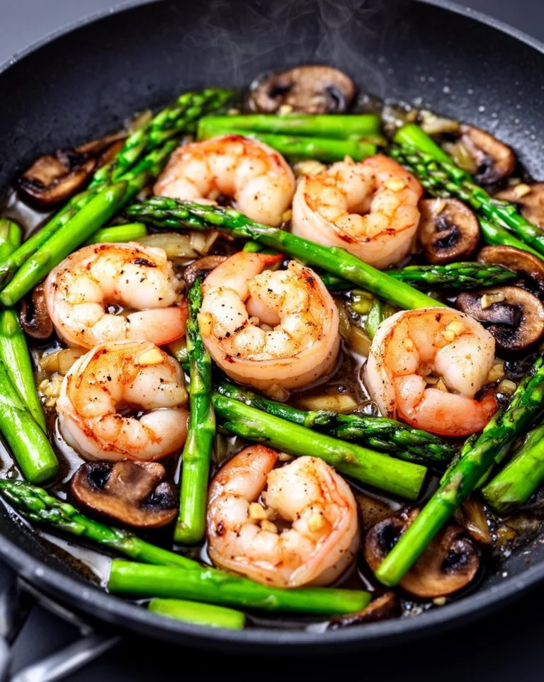 Shrimp Asparagus Mushroom Stirfry