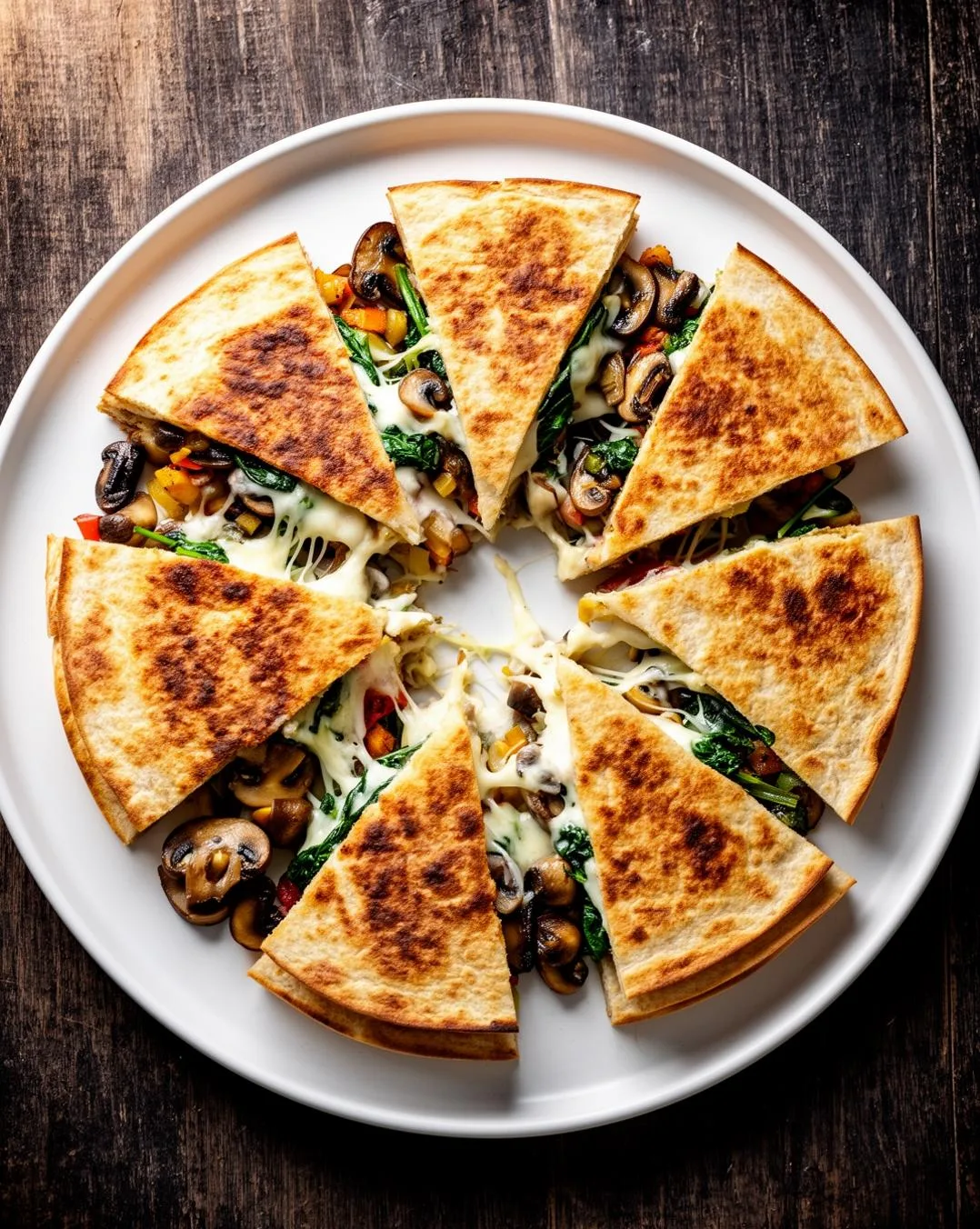 Spinach Mushroom Quesadillas