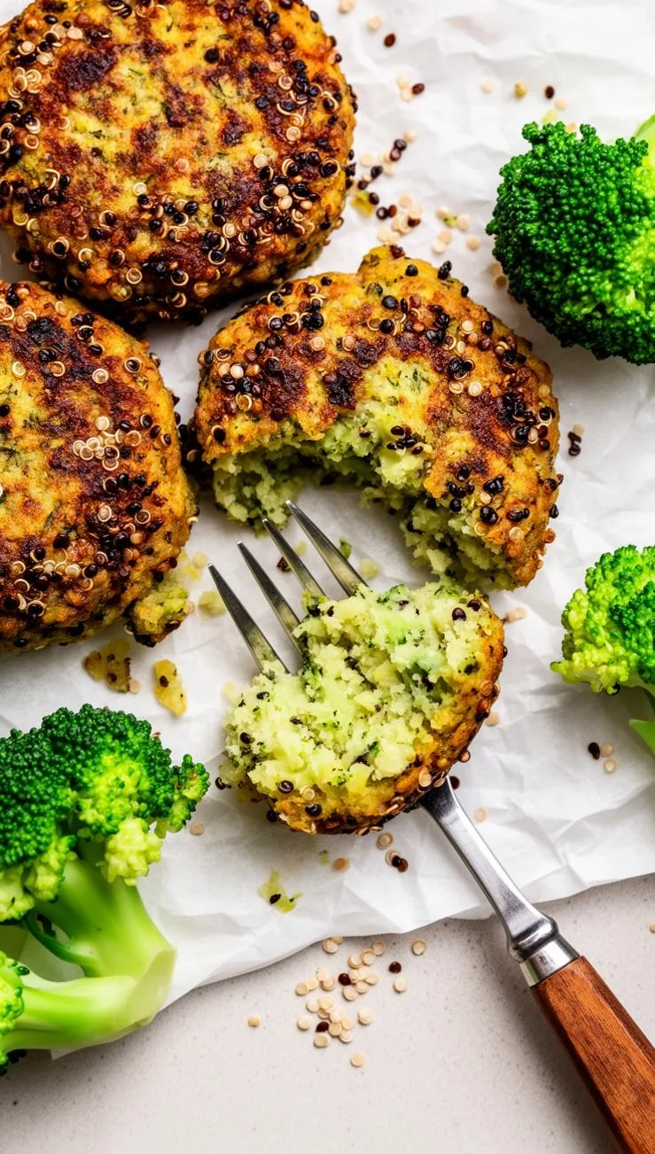 Homemade Broccoli Quinoa Vegan Cakes
