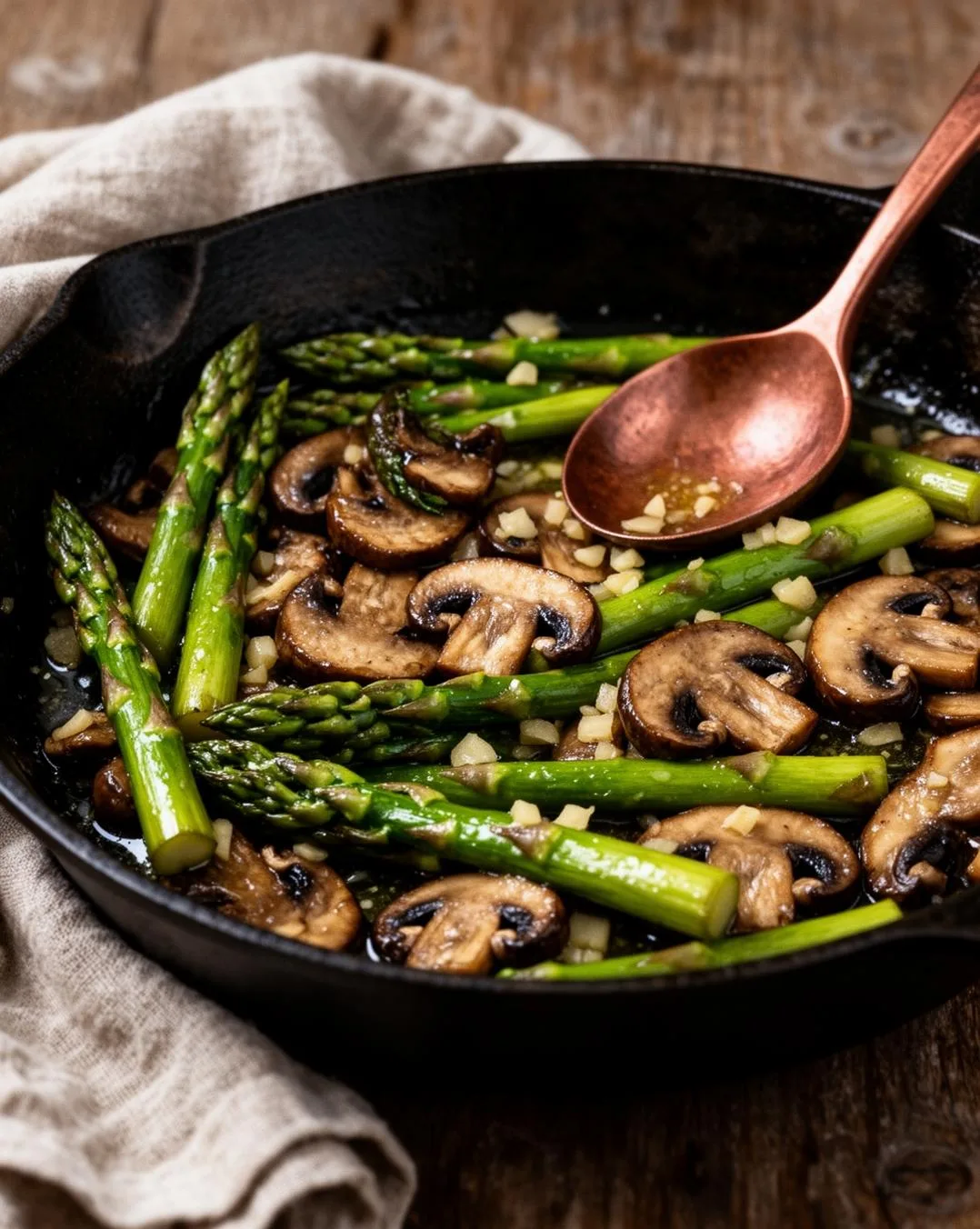 garlic butter asparagus mushrooms