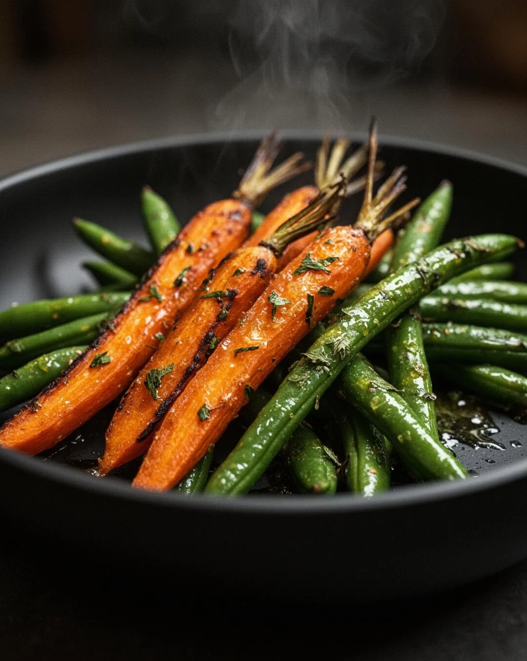 roasted carrots green beans